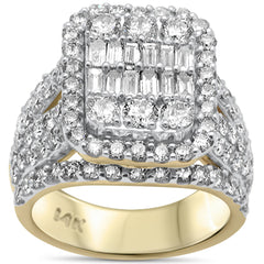 DIAMOND CLOSEOUT! 3.97ct G SI 14K Yellow Gold Baguette & Round Diamond Ring Size 7
