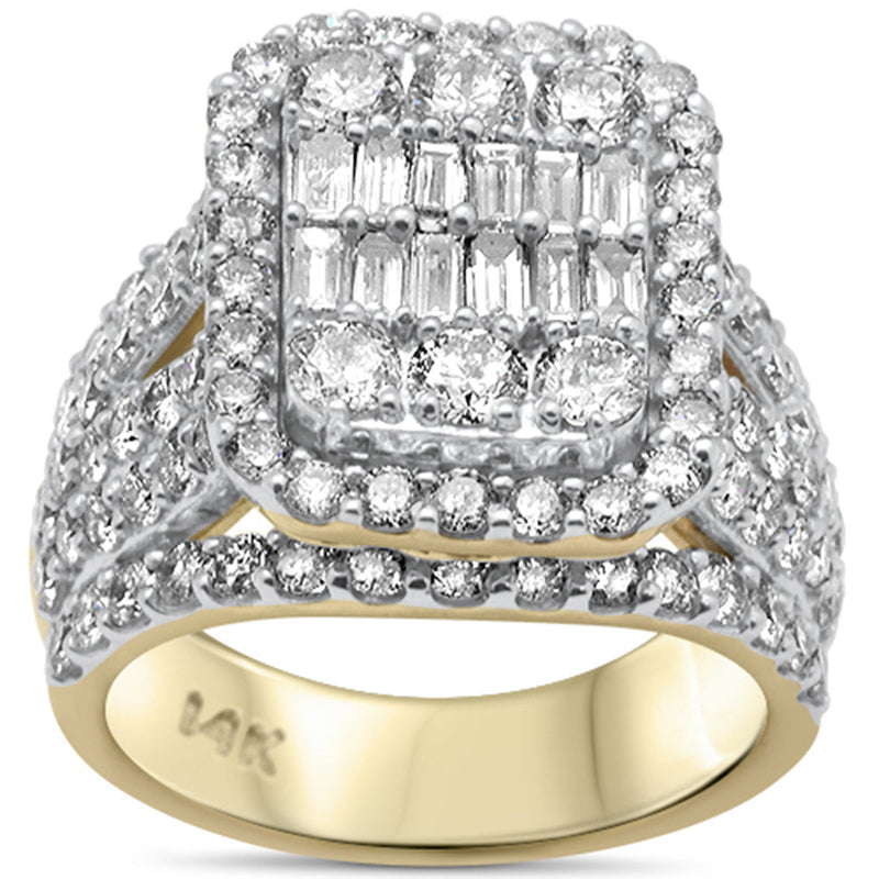 DIAMOND CLOSEOUT! 3.97ct G SI 14K Yellow Gold Baguette & Round Diamond Ring Size 7