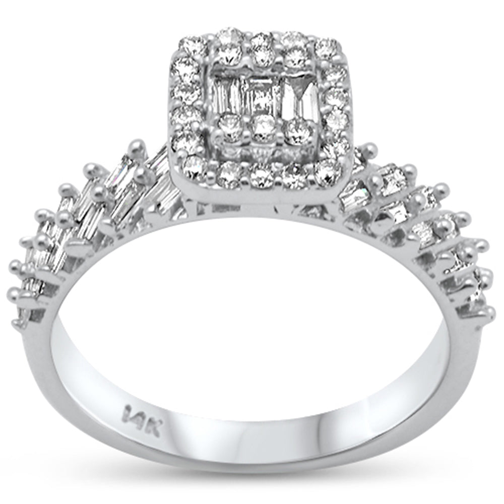 DIAMOND CLOSEOUT! .83ct G SI 14K White Gold Baguette & Round Diamond Ring Size 6.5