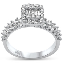 DIAMOND CLOSEOUT! .83ct G SI 14K White Gold Baguette & Round Diamond Ring Size 6.5