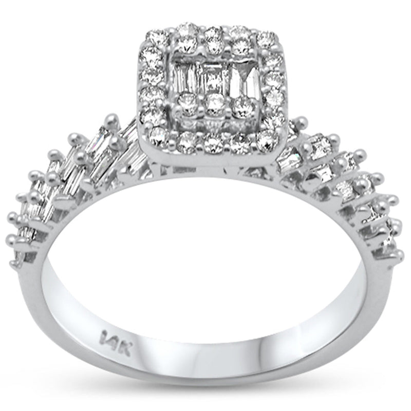 DIAMOND CLOSEOUT! .83ct G SI 14K White Gold Baguette & Round Diamond Ring Size 6.5