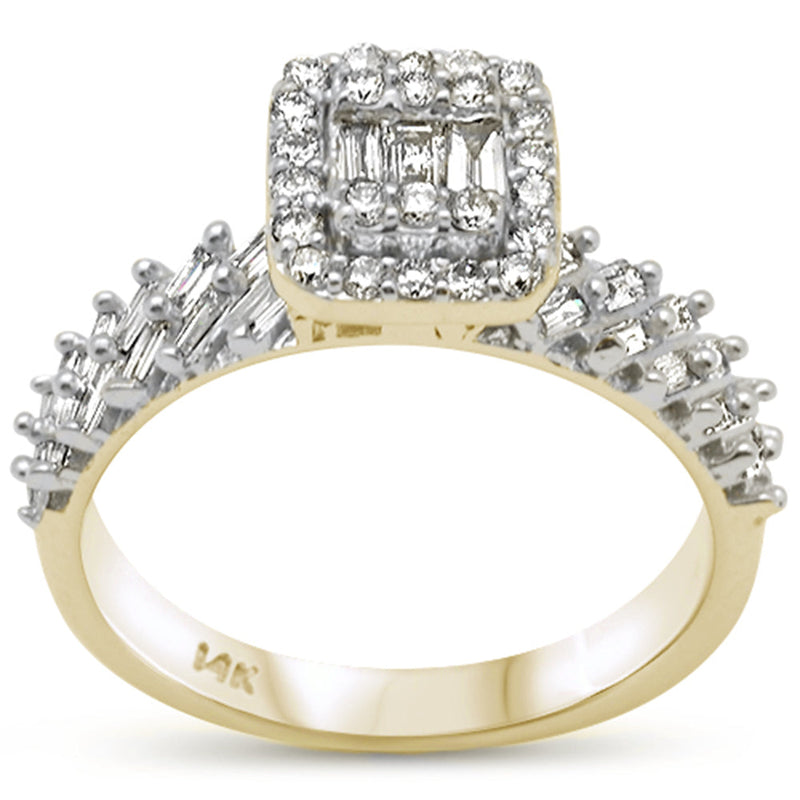 DIAMOND CLOSEOUT!  .84ct G SI 14K Yellow Gold Baguette & Round Diamond Ring Size 6.5