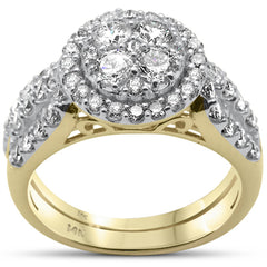 DIAMOND CLOSEOUT!  1.96ct G SI 14K Yellow Gold Baguette & Round Diamond Ring Set