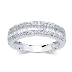 SPECIAL! .44ct G SI 14K White Gold Baguette & Round Diamond Ring Band Size 5.75