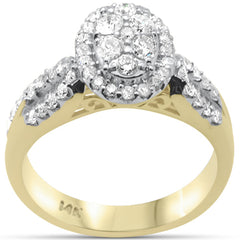 DIAMOND CLOSEOUT! .99ct G SI 14K Yellow Gold Baguette & Round Diamond Ring Set