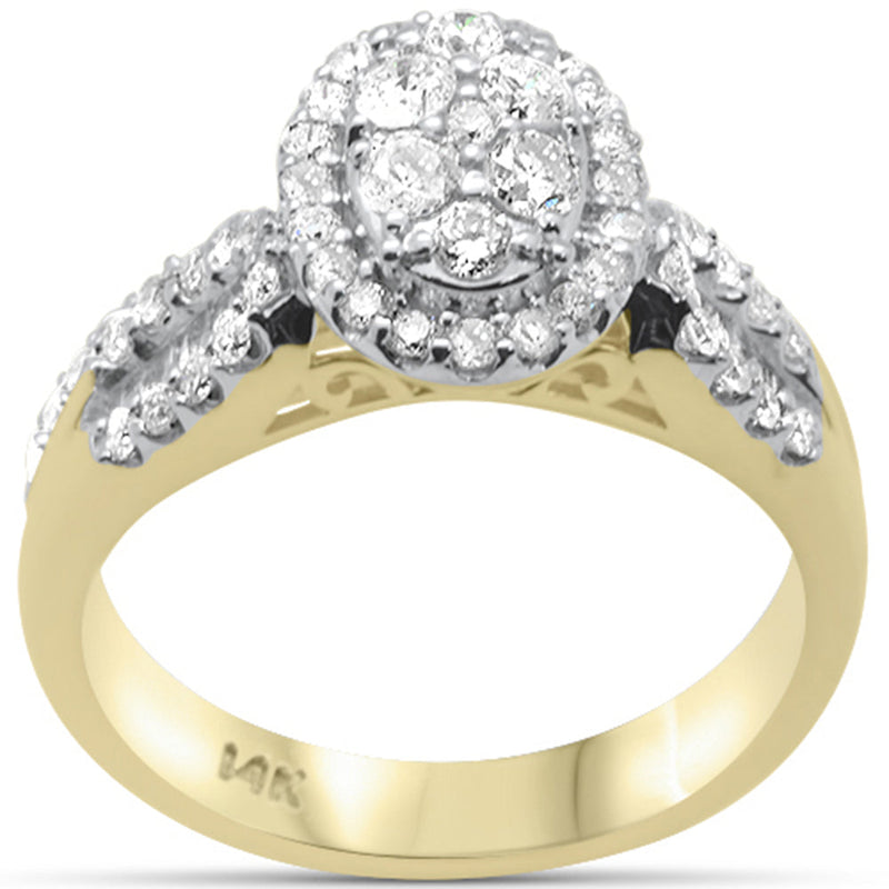 DIAMOND CLOSEOUT! .99ct G SI 14K Yellow Gold Baguette & Round Diamond Ring Set