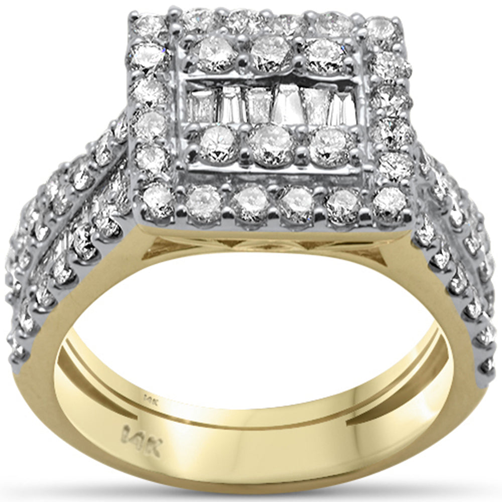 DIAMOND CLOSEOUT! 2.43ct G SI 14K Yellow Gold Baguette & Round Diamond Ring Set