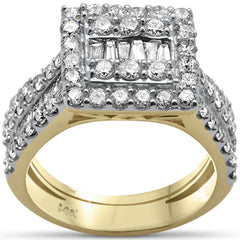 DIAMOND CLOSEOUT! 2.43ct G SI 14K Yellow Gold Baguette & Round Diamond Ring Set