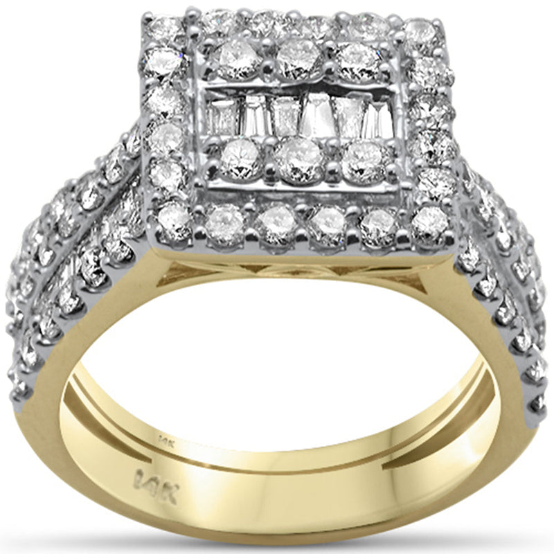 DIAMOND CLOSEOUT! 2.43ct G SI 14K Yellow Gold Baguette & Round Diamond Ring Set