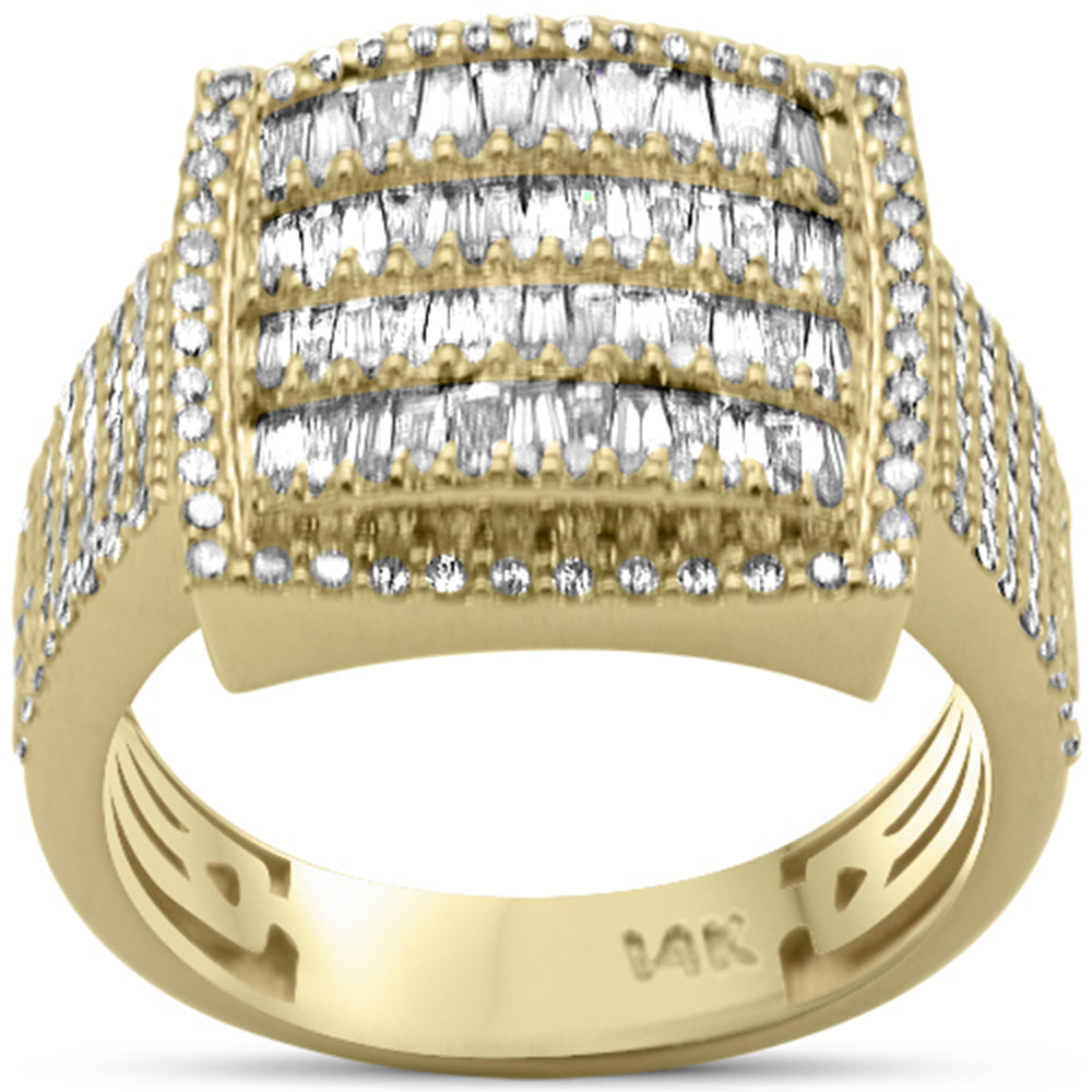 DIAMOND CLOSEOUT!  1.97ct G SI 14K Yellow Gold Baguette & Round Diamond Men's Ring Size 10