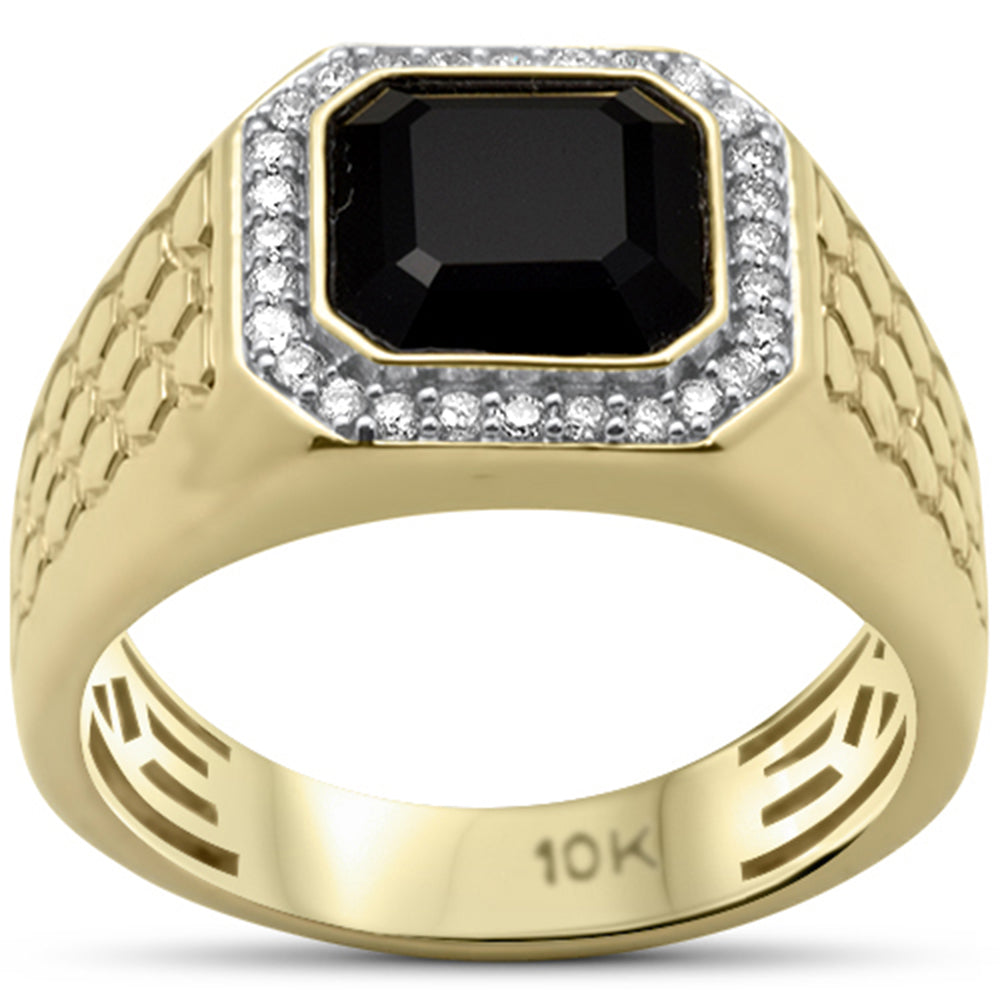 SPECIAL! 2.08ct G SI 10K Yellow Gold Diamond Black Onyx Men's Ring Size 10