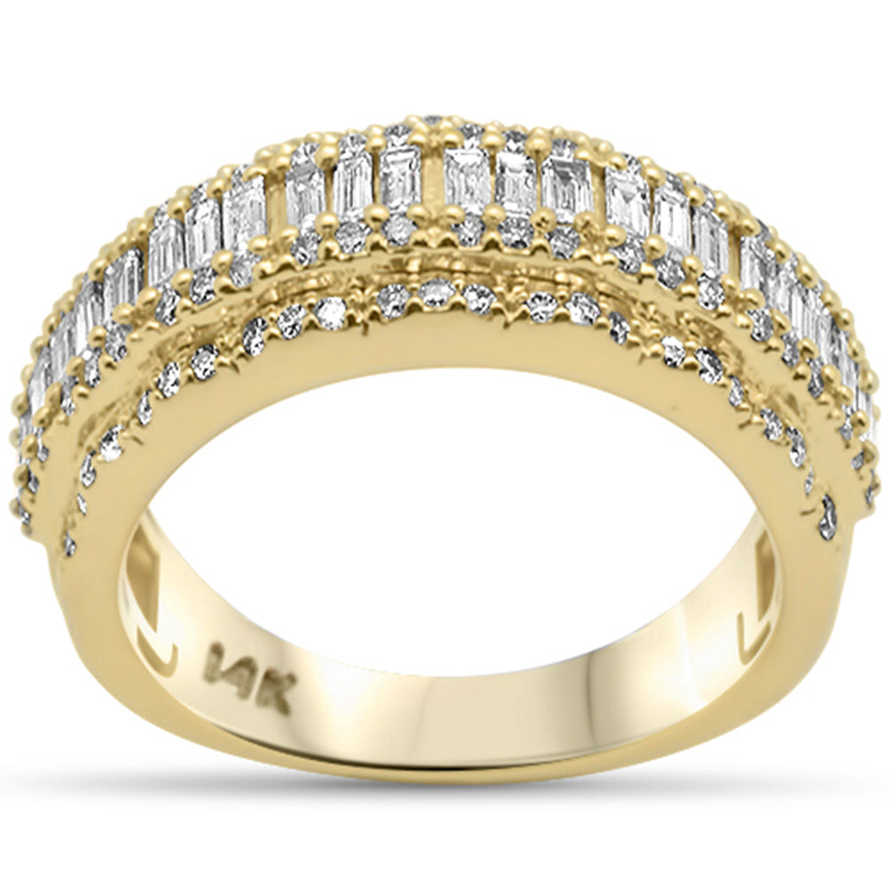 DIAMOND  CLOSEOUT!  1.47ct G SI 14K Yellow Gold Round & Baguette Diamond Men's Band Ring Size 10