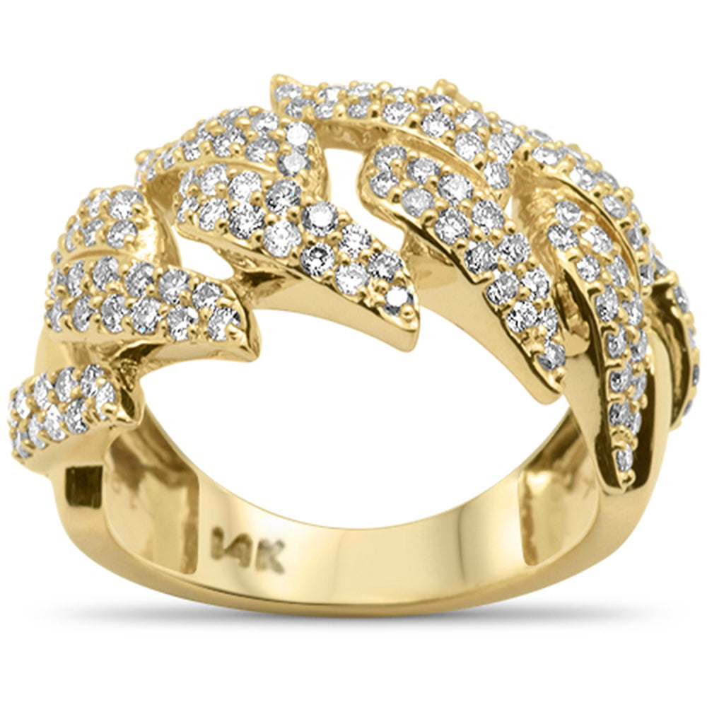 SPECIAL! 1.90ct G SI 14K Yellow Gold Diamond Cuban Men's Band Ring Size 10
