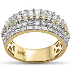 DIAMOND CLOSEOUT! 1.6ct G SI 14K Yellow Gold Round & Baguette Diamond Men's Band Ring Size 10