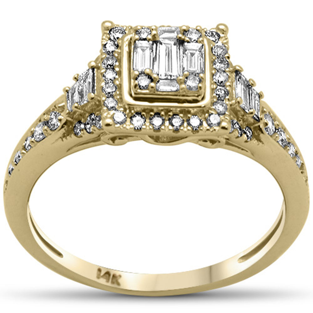 DIAMOND CLOSEOUT! .54ct G SI 14K Yellow Gold Round & Baguette Diamond Engagement Ring Size 6.5
