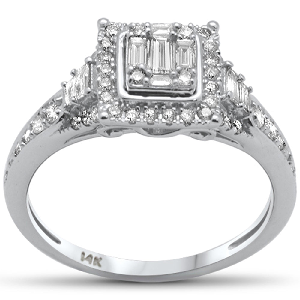 DIAMOND CLOSEOUT! .50ct G SI 14K White Gold Round & Baguette Diamond Engagement Ring Size 6.5