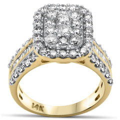 DIAMOND CLOSEOUT! 2.08ct G SI 14K Yellow Gold Round & Baguette Diamond Engagement Ring Size 6.5