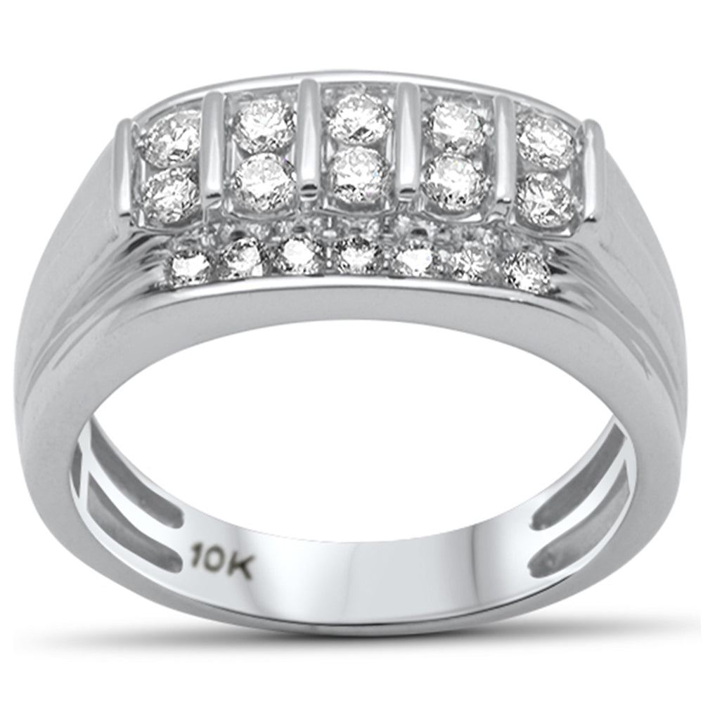DIAMOND  CLOSEOUT!   .96ct G SI 10K White Gold Diamond Men's Band Ring Size 10