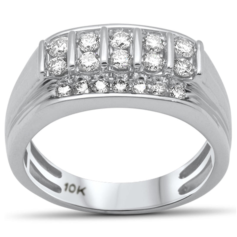 DIAMOND  CLOSEOUT!   .96ct G SI 10K White Gold Diamond Men's Band Ring Size 10