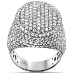 DIAMOND CLOSEOUT!  6.77ct G SI 14K White Gold Diamond Iced Out Micro Pave Men's Ring Size 10