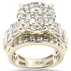 DIAMOND CLOSEOUT! 3.06ct G SI 10K Yellow Gold Diamond Round & Baguette Ring Size 6.5
