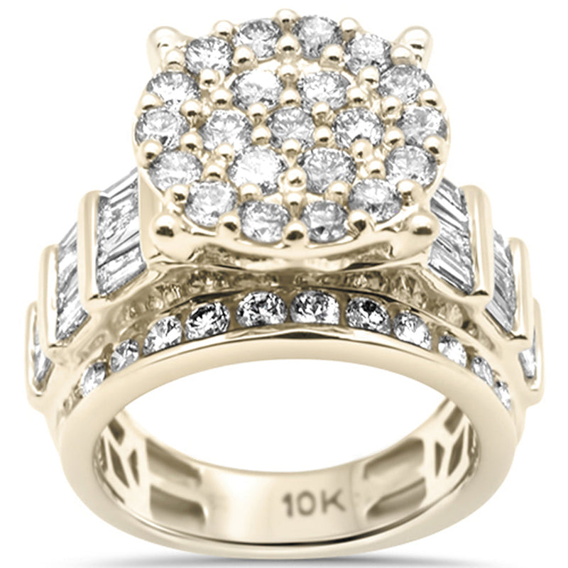 DIAMOND CLOSEOUT! 3.06ct G SI 10K Yellow Gold Diamond Round & Baguette Ring Size 6.5