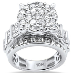 DIAMOND CLOSEOUT! 3.03ct G SI 10K White Gold Diamond Round & Baguette Ring Size 6.5