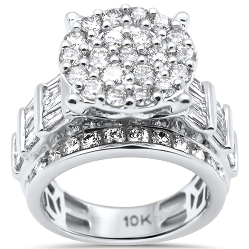 DIAMOND CLOSEOUT! 3.03ct G SI 10K White Gold Diamond Round & Baguette Ring Size 6.5