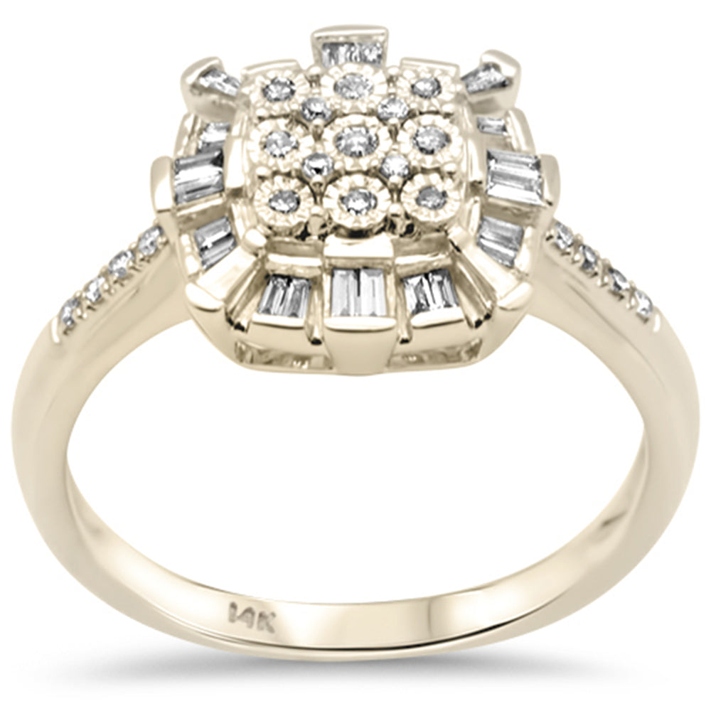 DIAMOND CLOSEOUT! .26ct G SI 14K Yellow Gold Diamond Round & Baguette Ring Size 6.5