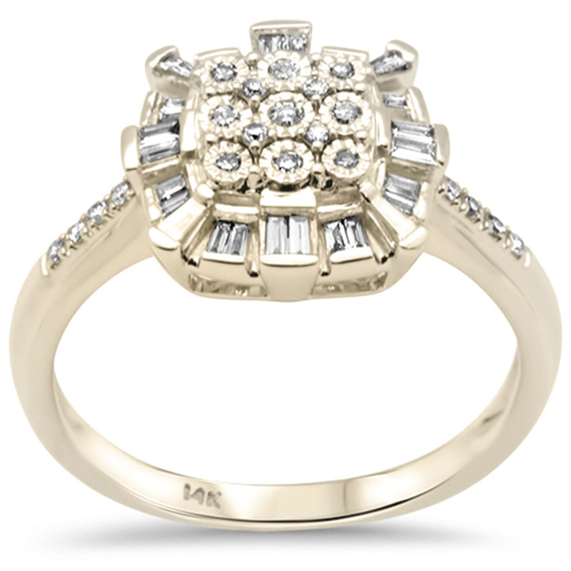 DIAMOND CLOSEOUT! .26ct G SI 14K Yellow Gold Diamond Round & Baguette Ring Size 6.5