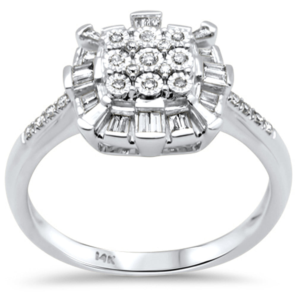 DIAMOND CLOSEOUT! .24ct G SI 14K White Gold Diamond Round & Baguette Ring Size 6.5