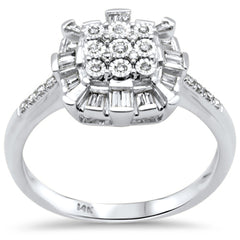 DIAMOND CLOSEOUT! .24ct G SI 14K White Gold Diamond Round & Baguette Ring Size 6.5