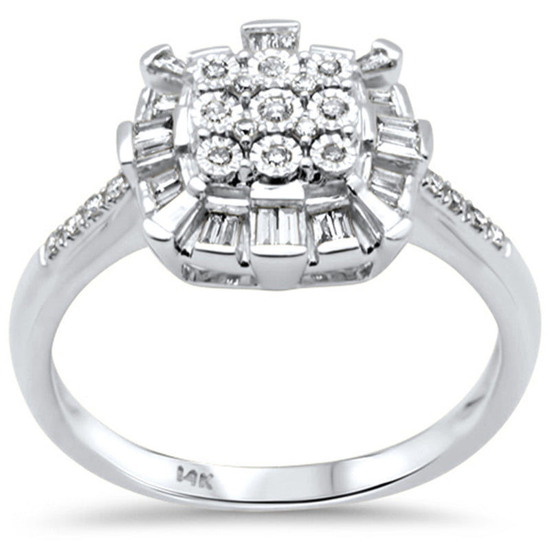 DIAMOND CLOSEOUT! .24ct G SI 14K White Gold Diamond Round & Baguette Ring Size 6.5