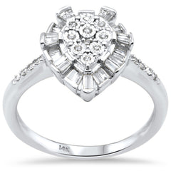 DIAMOND CLOSEOUT! .26ct G SI 14K White Gold Diamond Pear Shaped Round & Baguette Ring Size 6.5