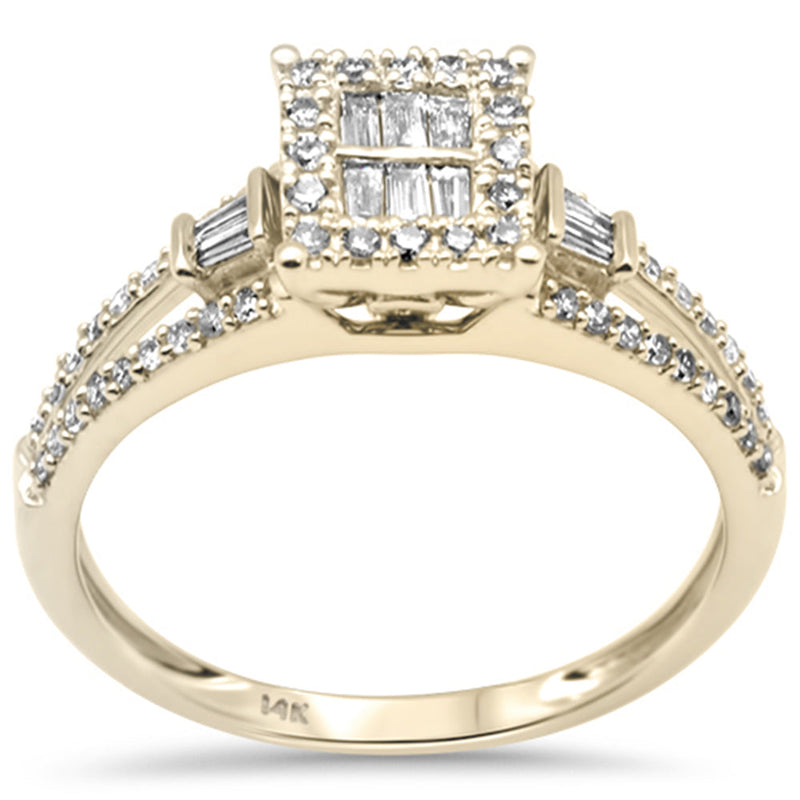 SPECIAL! .33ct G SI 14K Yellow Gold Diamond Round & Baguette Ring Size 6.5