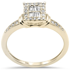 DIAMOND CLOSEOUT! .20ct G SI 14K Yellow Gold Diamond Round & Baguette Ring Size 6.5