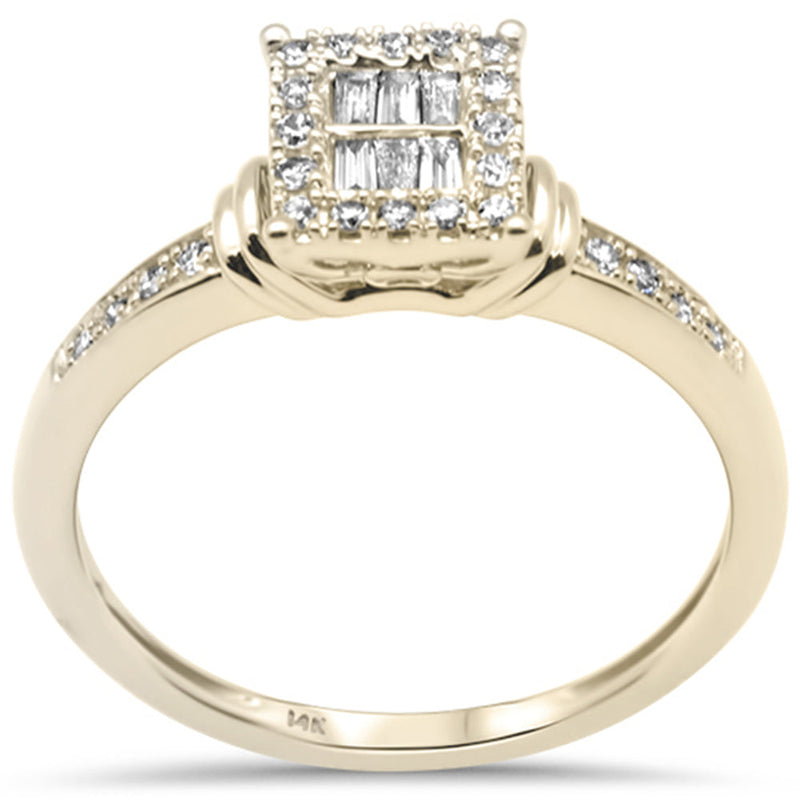 DIAMOND CLOSEOUT! .20ct G SI 14K Yellow Gold Diamond Round & Baguette Ring Size 6.5