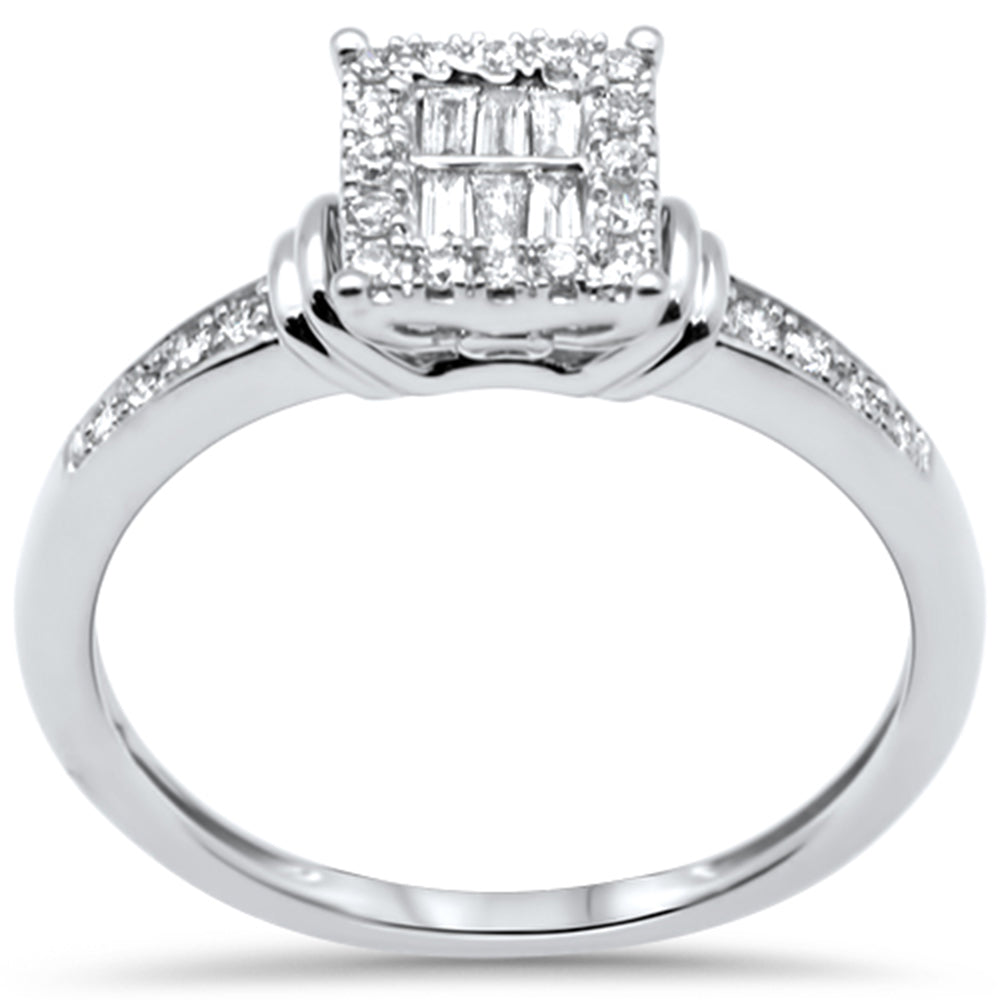 SPECIAL! .20ct G SI 14K White Gold Diamond Round & Baguette Ring Size 6.5