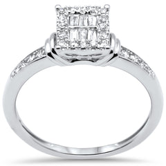 SPECIAL! .20ct G SI 14K White Gold Diamond Round & Baguette Ring Size 6.5