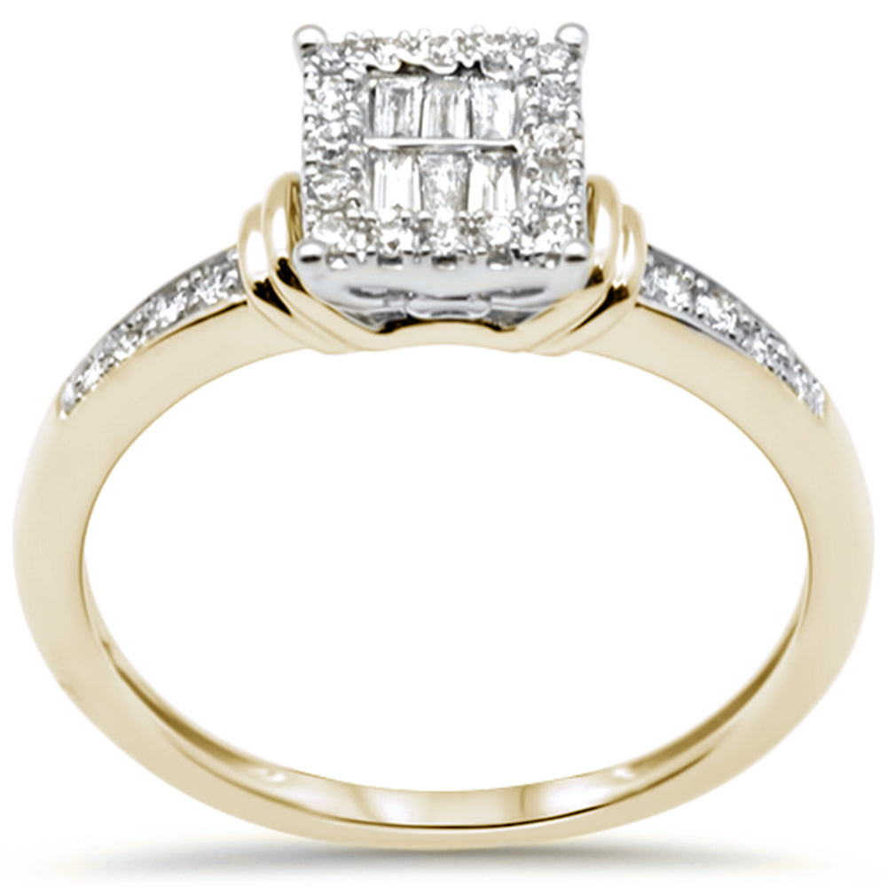 DIAMOND CLOSEOUT! .20ct G SI 14K Two Tone Gold Diamond Round & Baguette Ring Size 6.5