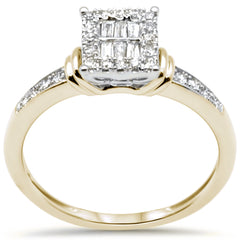 DIAMOND CLOSEOUT! .20ct G SI 14K Two Tone Gold Diamond Round & Baguette Ring Size 6.5