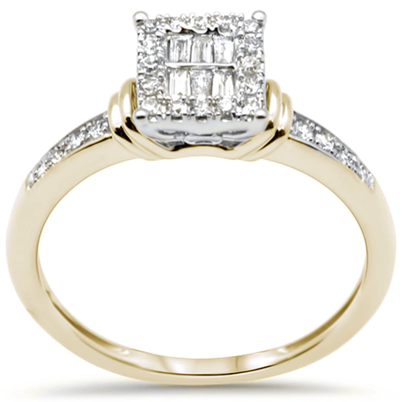 DIAMOND CLOSEOUT! .20ct G SI 14K Two Tone Gold Diamond Round & Baguette Ring Size 6.5