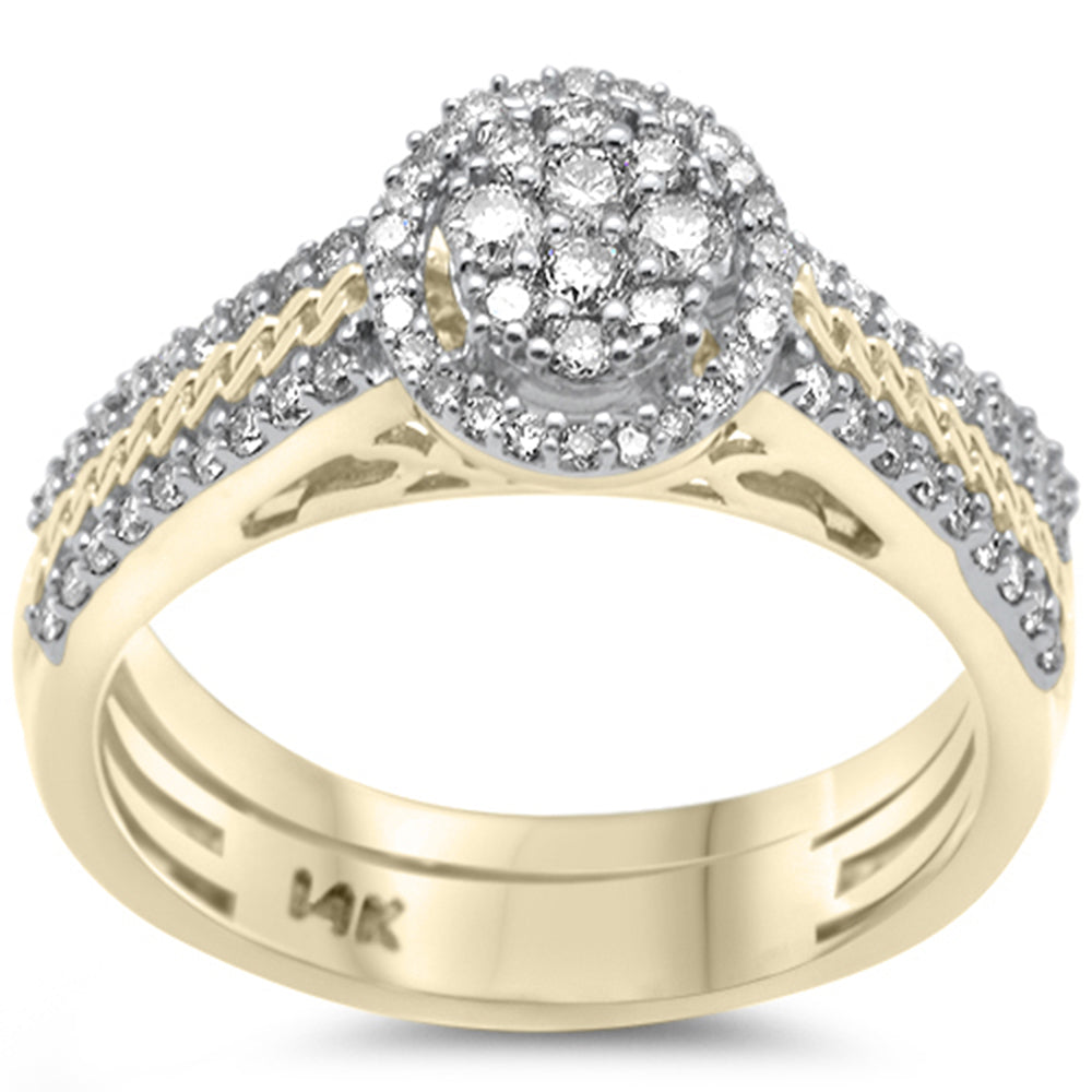 DIAMOND CLOSEOUT! .60ct G SI 14K Yellow Gold Diamond Oval Shaped Engagement Bridal Set Size 6.5