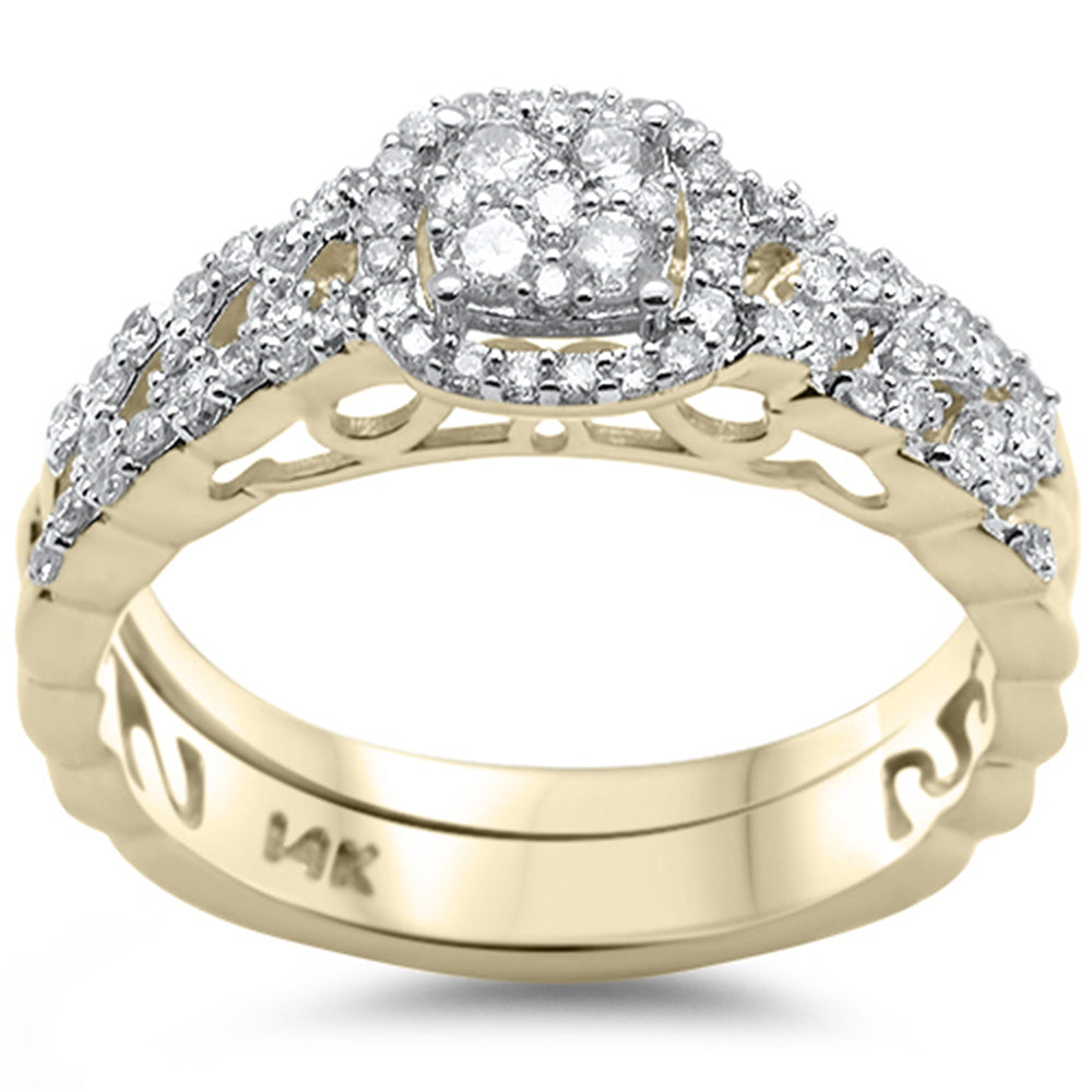 DIAMOND CLOSEOUT! .47ct G SI 14K Yellow Gold Diamond 2pcs Engagement Ring Bridal Set Size 6.5