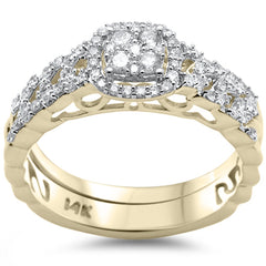 DIAMOND CLOSEOUT! .47ct G SI 14K Yellow Gold Diamond 2pcs Engagement Ring Bridal Set Size 6.5