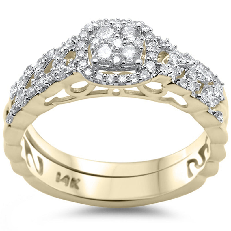 DIAMOND CLOSEOUT! .47ct G SI 14K Yellow Gold Diamond 2pcs Engagement Ring Bridal Set Size 6.5