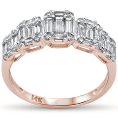 DIAMOND CLOSEOUT! .86ct G SI 14K Rose Gold Diamond Round & Baguette Engagement Ring Size 6.5