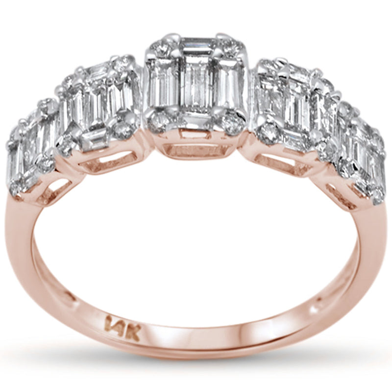 DIAMOND CLOSEOUT! .86ct G SI 14K Rose Gold Diamond Round & Baguette Engagement Ring Size 6.5