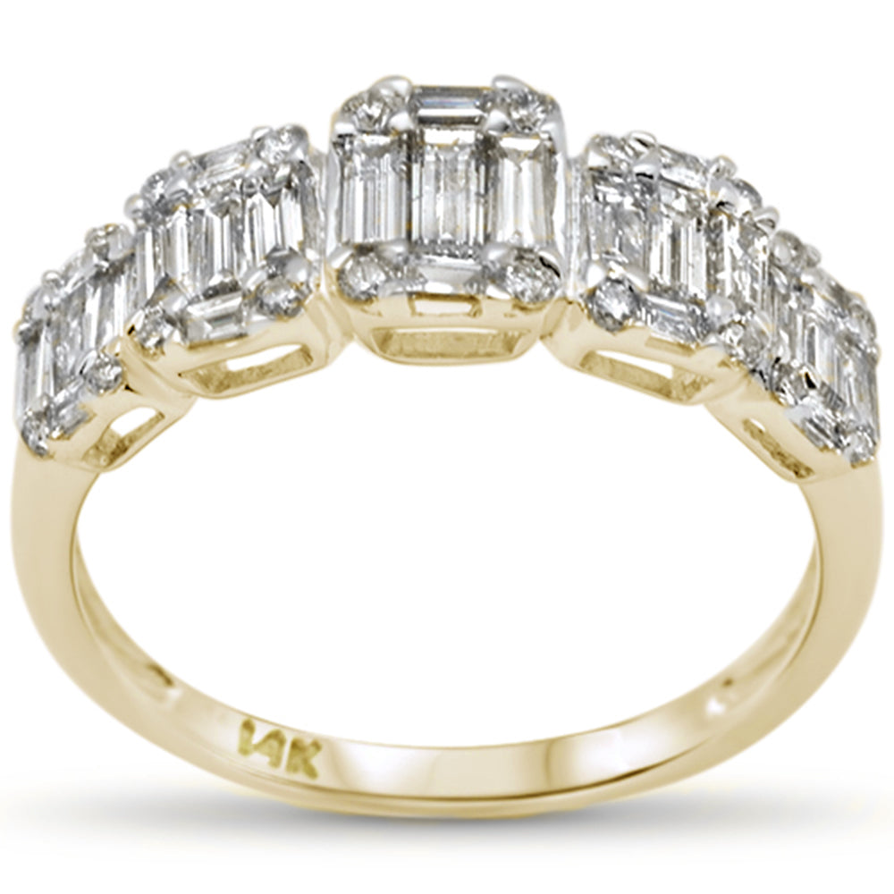 DIAMOND CLOSEOUT! .85ct G SI 14K Yellow Gold Diamond Round & Baguette Engagement Ring Size 6.5