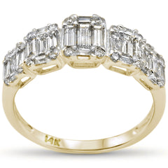 DIAMOND CLOSEOUT! .85ct G SI 14K Yellow Gold Diamond Round & Baguette Engagement Ring Size 6.5